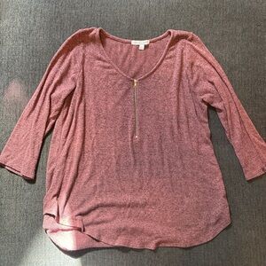 Green Envelope Maroon Long Sleeve Top with Zipper